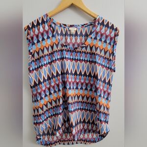 J. Crew Blue and Orange Geometric Women's Blouse